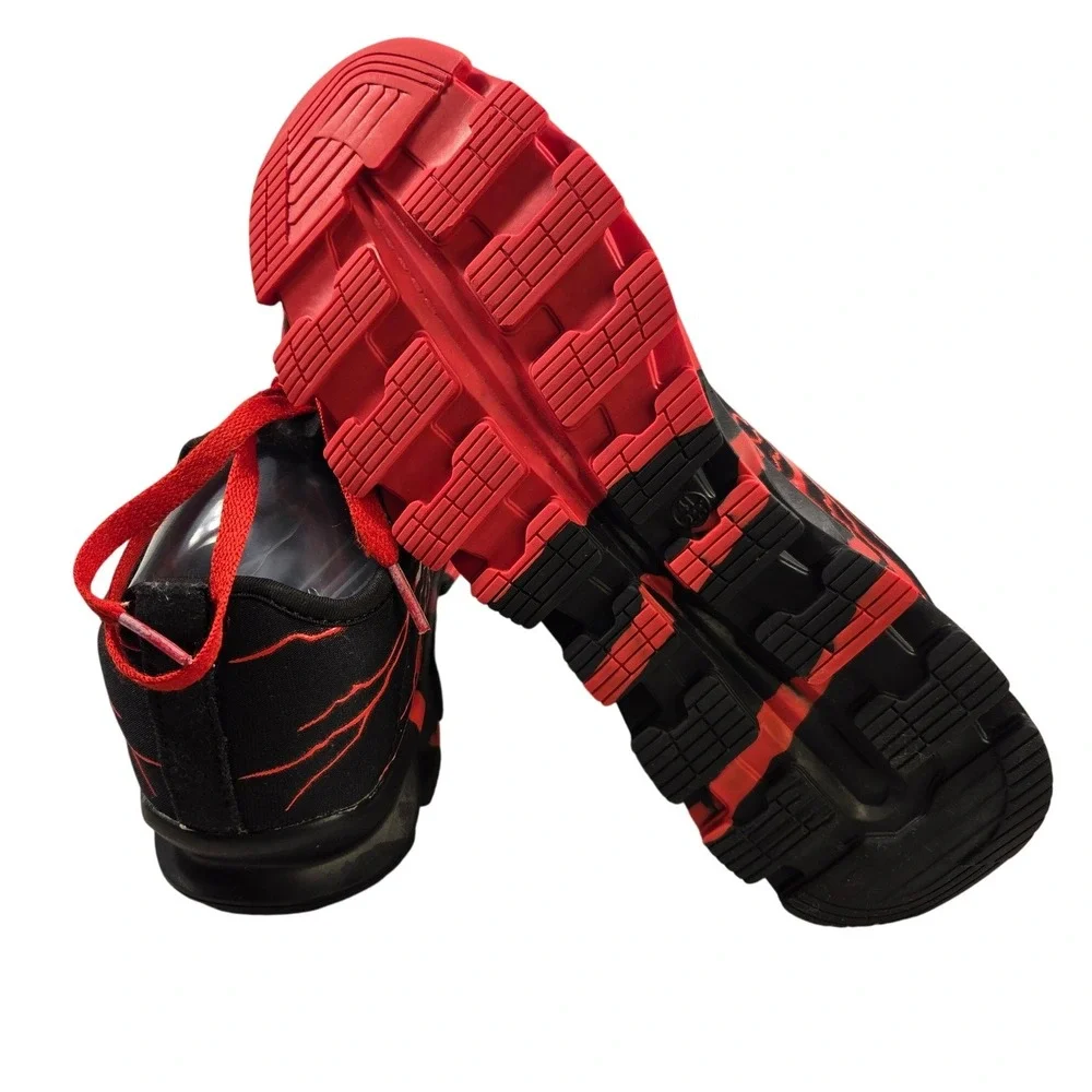 Bronax Mens Athletic Sneakers‎ Black Red Lightning Pattern Blade Sole Size 41 EU